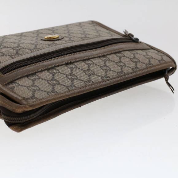 GUCCI PLUS GG Canvas Clutch Bag PVC Leather Beige Auth 50530 - Picture 5 of 16